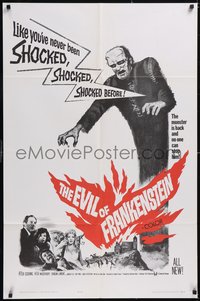 7p0342 EVIL OF FRANKENSTEIN 1sh 1964 Cushing, Hammer, he's back & no one can stop him!