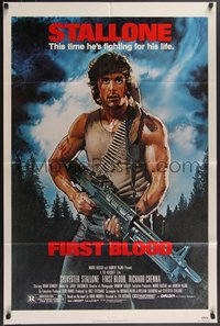 7p0347 FIRST BLOOD NSS style 1sh 1982 artwork of Sylvester Stallone as John Rambo by Drew Struzan!