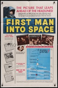 7p0348 FIRST MAN INTO SPACE 1sh 1959 most dangerous & daring mission of all time, astronaut images!