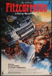 7p0350 FITZCARRALDO 1sh 1982 cool art of Klaus Kinski by Jean Mascii, Werner Herzog directed!