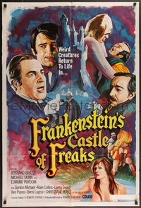 7p0358 FRANKENSTEIN'S CASTLE OF FREAKS 1sh 1974 weird creatures return to life, wacky horror!