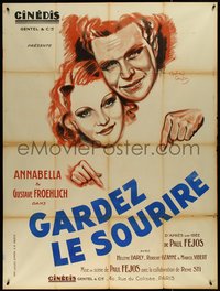 7p0082 GARDEZ LE SOURIRE French 1p 1933 Annabella & Gustav Froehlich by Roland Coudon, ultra rare!