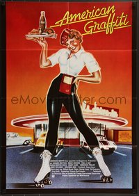 7p0139 AMERICAN GRAFFITI German 1974 George Lucas teen classic, completely different art!