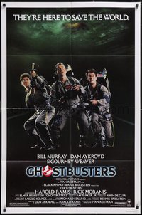 7p0372 GHOSTBUSTERS 1sh 1984 Bill Murray, Dan Aykroyd & Harold Ramis here to save the world!