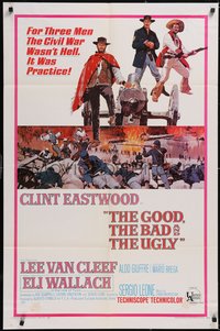 7p0380 GOOD, THE BAD & THE UGLY 1sh 1968 Clint Eastwood, Lee Van Cleef, Wallach, Leone classic!