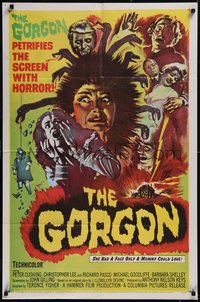 7p0382 GORGON 1sh 1965 she had a face only a mummy could love, petrifies the screen w/ horror!