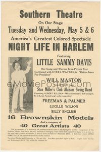 7p0133 NIGHT LIFE IN HARLEM herald 1933 Little Sammy Davis, Our Gang & Warner Bros. star, rare!