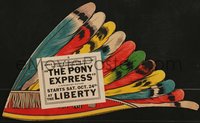 7p0010 PONY EXPRESS die-cut 9x16 herald 1925 shaped like a Native American headdress, ultra rare!