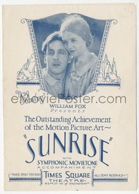 7p1272 SUNRISE local theater herald 1927 Janet Gaynor, George O'Brien, directed by F.W. Murnau, rare!