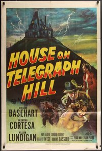 7p0407 HOUSE ON TELEGRAPH HILL 1sh 1951 Basehart, Cortesa, Robert Wise film noir, cool art!