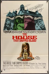 7p0408 HOUSE THAT DRIPPED BLOOD 1sh 1971 Christopher Lee, Vampires! Voodoo! Vixens!