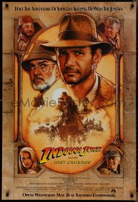 7p0417 INDIANA JONES & THE LAST CRUSADE int'l advance 1sh 1989 art of Ford & Connery by Drew!