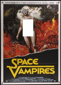 7p0111 LIFEFORCE Italian 1p 1985 Space Vampires, Tobe Hooper, different art of naked woman, rare!