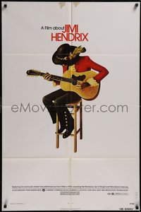 7p0429 JIMI HENDRIX 1sh 1974 great art of the rock 'n' roll legend playing acoustic guitar on chair!