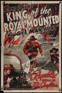 7p0437 KING OF THE ROYAL MOUNTED chapter 1 1sh 1940 Canadian Mountie serial, Man Hunt!