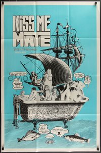 7p0438 KISS ME MATE 1sh 1969 wacky bathtub/ship artwork, you'll get your anchors away, rare!