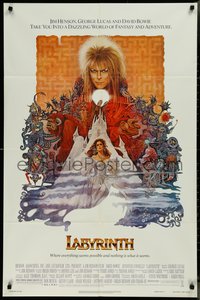 7p0442 LABYRINTH 1sh 1986 Jim Henson, art of David Bowie & Jennifer Connelly by Ted CoConis!