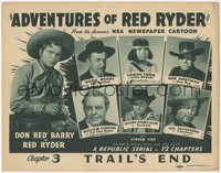 7p0652 ADVENTURES OF RED RYDER chapter 3 TC 1940 Red Barry, Little Beaver, Trail's End, ultra rare!