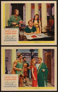 7p1220 CAESAR & CLEOPATRA 2 LCs 1946 Vivien Leigh & Claude Rains, written by George Bernard Shaw!