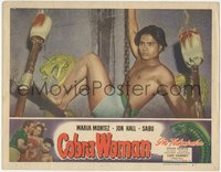 7p0796 COBRA WOMAN LC #2 R1949 great close up of Sabu hanging from cool snake chandelier, rare!