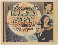 7p0666 CONFESSIONS OF A NAZI SPY Other Company TC 1939 Edward G. Robinson w/ Nazi book, ultra rare!