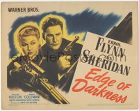 7p0671 EDGE OF DARKNESS TC 1942 cool image of Errol Flynn & Ann Sheridan, both pointing guns!