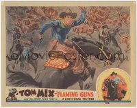 7p0824 FLAMING GUNS LC 1932 incredible complete art of cowboy Tom Mix on pony Tony Jr., rare!