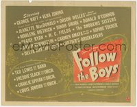 7p0676 FOLLOW THE BOYS TC 1944 Welles, Fields, Dietrich, MacDonald & more Universal all-stars!