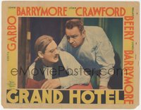 7p0849 GRAND HOTEL LC 1932 extreme close up of Wallace Beery over Lionel Barrymore's shoulder, rare!