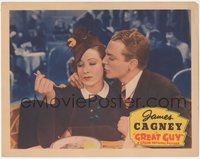 7p0854 GREAT GUY LC 1936 James Cagney tries to kiss Mae Clarke, but she wants to eat instead!