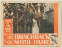 7p0867 HUNCHBACK OF NOTRE DAME LC #3 R1952 Charles Laughton takes Maureen O'Hara into the belltower!