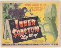 7p0689 INNER SANCTUM TC 1948 Mystery, murder clouded by evil, every second has a heartbeat!