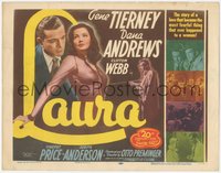 7p0697 LAURA TC R1952 Dana Andrews lusts after sexy Gene Tierney, Vincent Price, Preminger, rare!