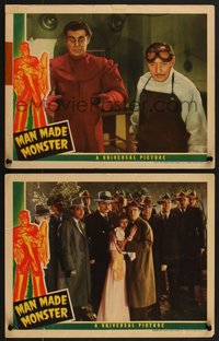 7p1232 MAN MADE MONSTER 2 LCs 1941 great images of scared Anne Nagel, crazed Lionel Atwill!