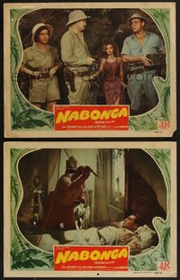 7p1233 NABONGA 2 LCs 1944 Buster Crabbe about with top cast and about to be stabbed in his sleep!