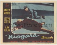 7p0918 NIAGARA LC #5 1953 Joseph Cotten on ground staring at fallen unconscious Marilyn Monroe!