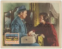 7p0919 NIGHT & THE CITY LC #2 1950 small time grifter Richard Widmark with concerned Gene Tierney!