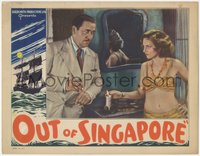 7p0926 OUT OF SINGAPORE LC 1932 Noah Beery Sr. stares at sexiest Dorothy Burgess, ultra rare!