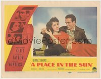 7p0932 PLACE IN THE SUN LC #3 1951 smiling portrait of Montgomery Clift & sexy Elizabeth Taylor!