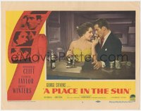 7p0931 PLACE IN THE SUN LC #5 1951 romantic c/u of Montgomery Clift & sexy Elizabeth Taylor at bar!