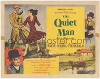 7p0711 QUIET MAN TC 1952 great art of John Wayne & bride Maureen O'Hara, John Ford classic!