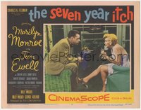 7p0947 SEVEN YEAR ITCH LC #2 1955 Billy Wilder, c/u of Tom Ewell & sexy Marilyn Monroe with drink!