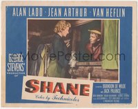 7p0952 SHANE LC #4 1953 Jean Arthur has a meaningful talk with Alan Ladd through the window!