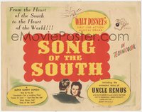 7p0720 SONG OF THE SOUTH TC 1946 Walt Disney live-action/cartoon, art of Br'er Rabbit, Bear & Fox!