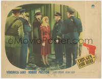 7p0982 THIS GUN FOR HIRE LC 1942 Veronica Lake is questioned by the police, classic film noir!