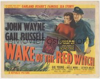 7p0744 WAKE OF THE RED WITCH TC 1949 great art of John Wayne & Gail Russell at ship's wheel!