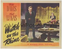 7p0998 WATCH ON THE RHINE LC 1943 Bette Davis in shock as Paul Lukas points gun at Nazi, rare!