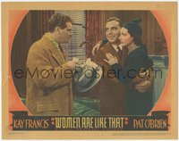 7p1010 WOMEN ARE LIKE THAT LC 1938 Pat O'Brien hugs Kay Francis & laughs at Ralph Forbes, ultra rare!