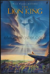 7p0449 LION KING DS 1sh 1994 Disney Africa, John Alvin art of Simba on Pride Rock with Mufasa in sky!