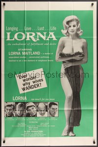 7p0455 LORNA 1sh 1964 sexy Lorna Maitland in Russ Meyer sex classic over green background!